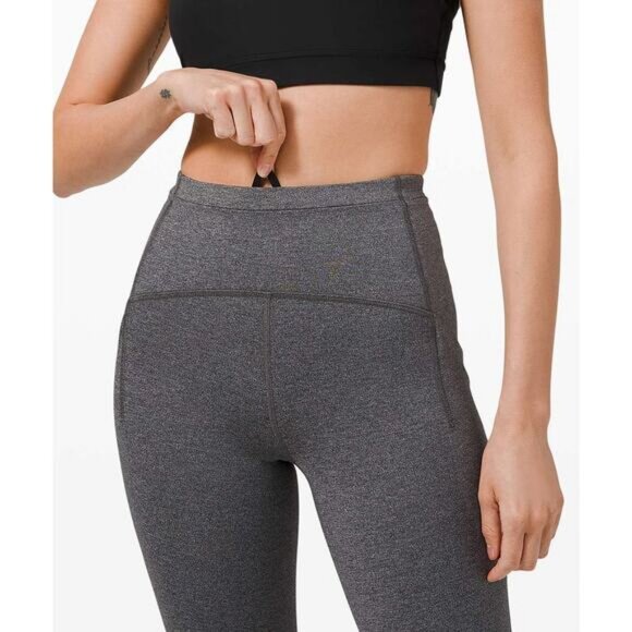 LULULEMON Swift Speed High-Rise Crop 21" Size 4 Heathered Black - Picture 2 of 8